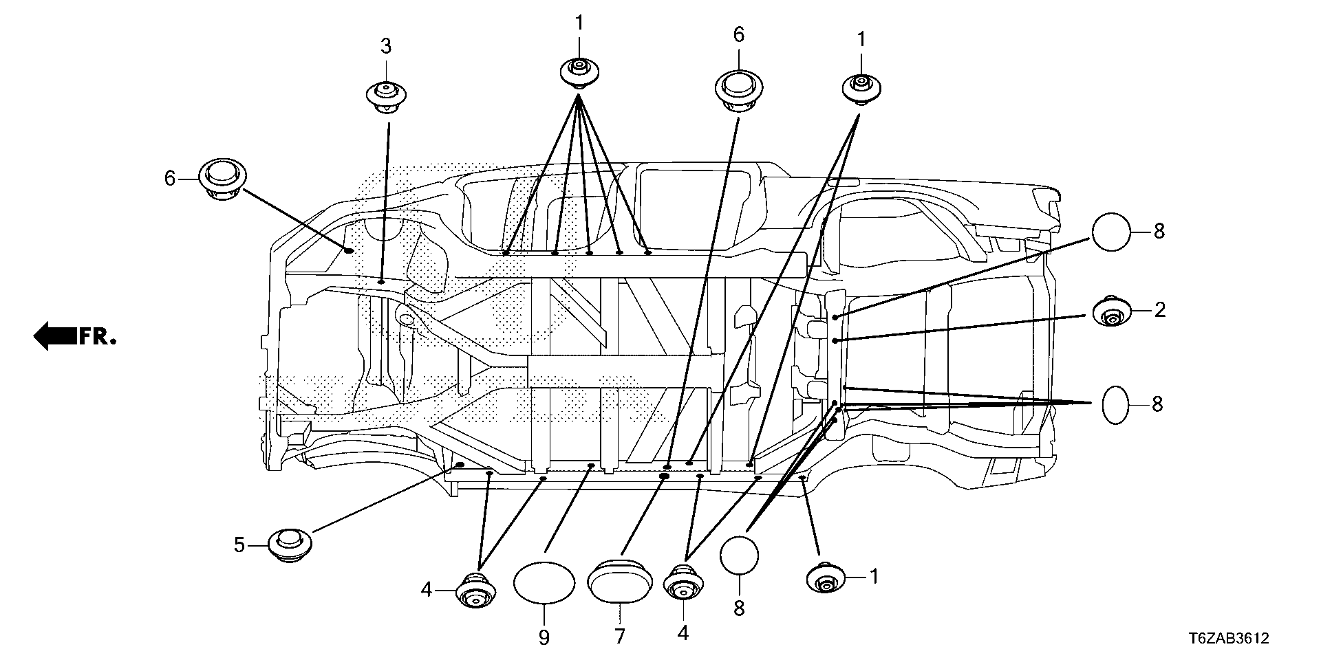 Full size assembly image of GROMMET (LOWER) (1/1)