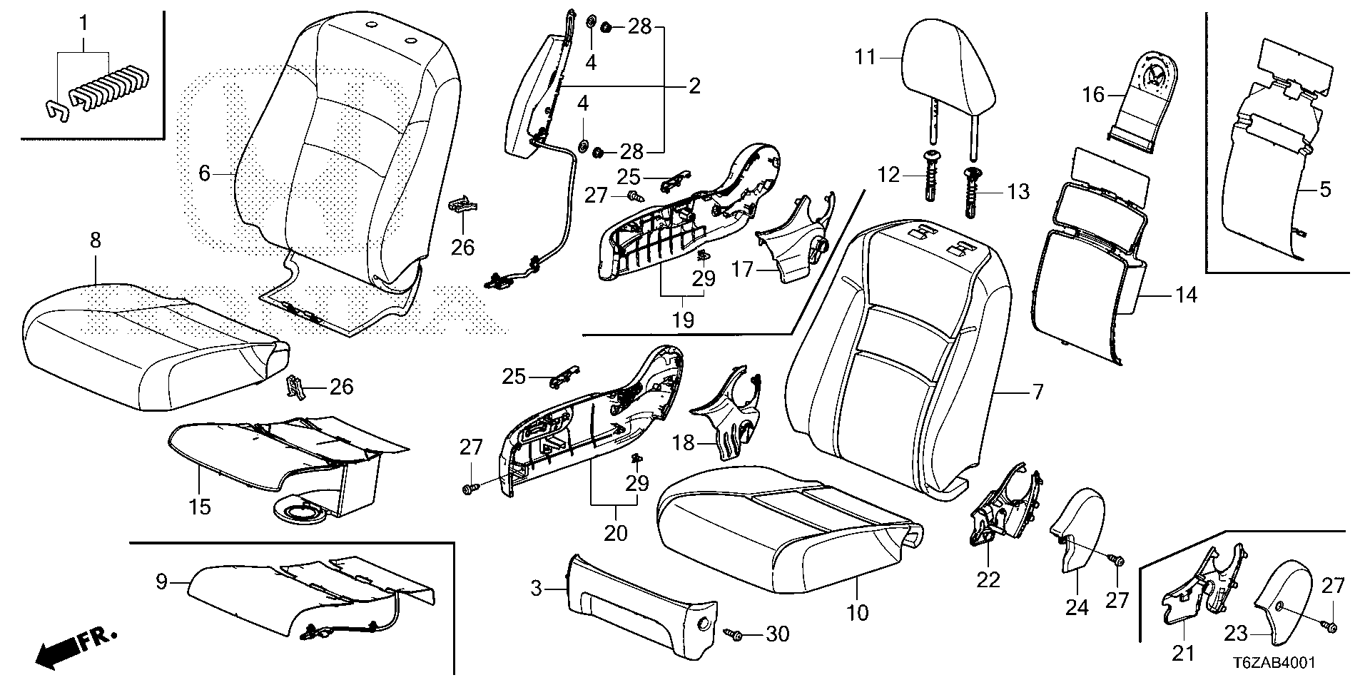 Diagram FRONT SEAT (R.) for your 2020 Honda Pilot  LX SENSING 