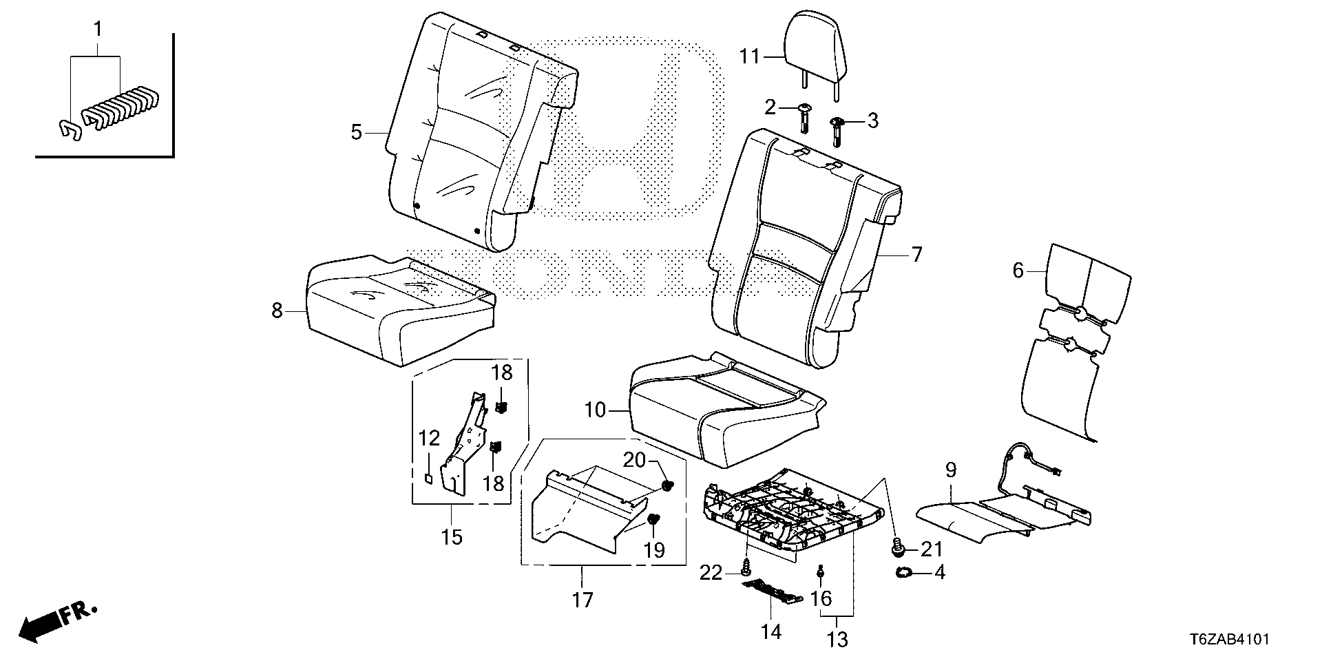 Full size assembly image of REAR SEAT (R.) (1/1)