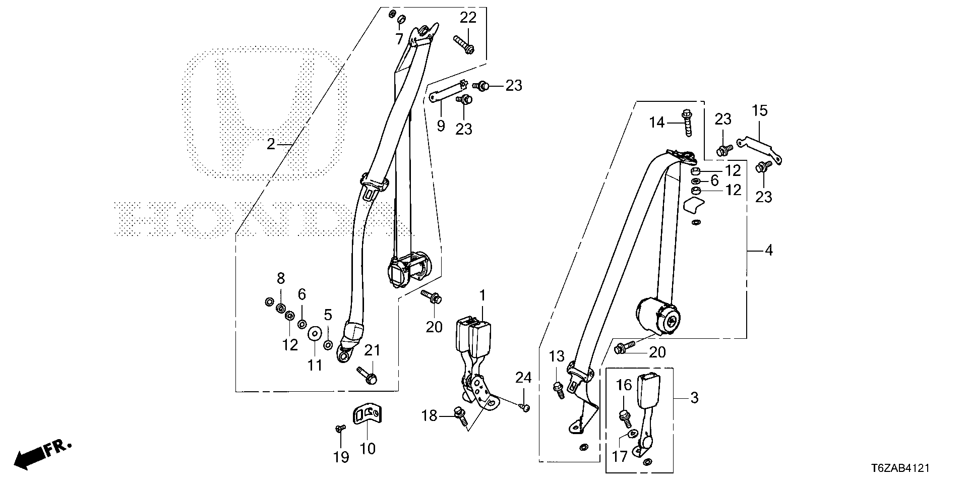 Full size assembly image of SEAT BELTS (RR.) (1/1)