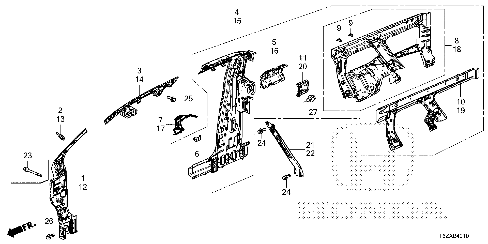 Diagram INNER PANEL for your 2008 Honda Pilot   