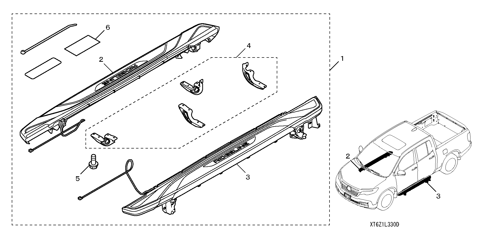 Diagram RUNNING BOARD - LIGHTED (BLACK) for your Honda Ridgeline  