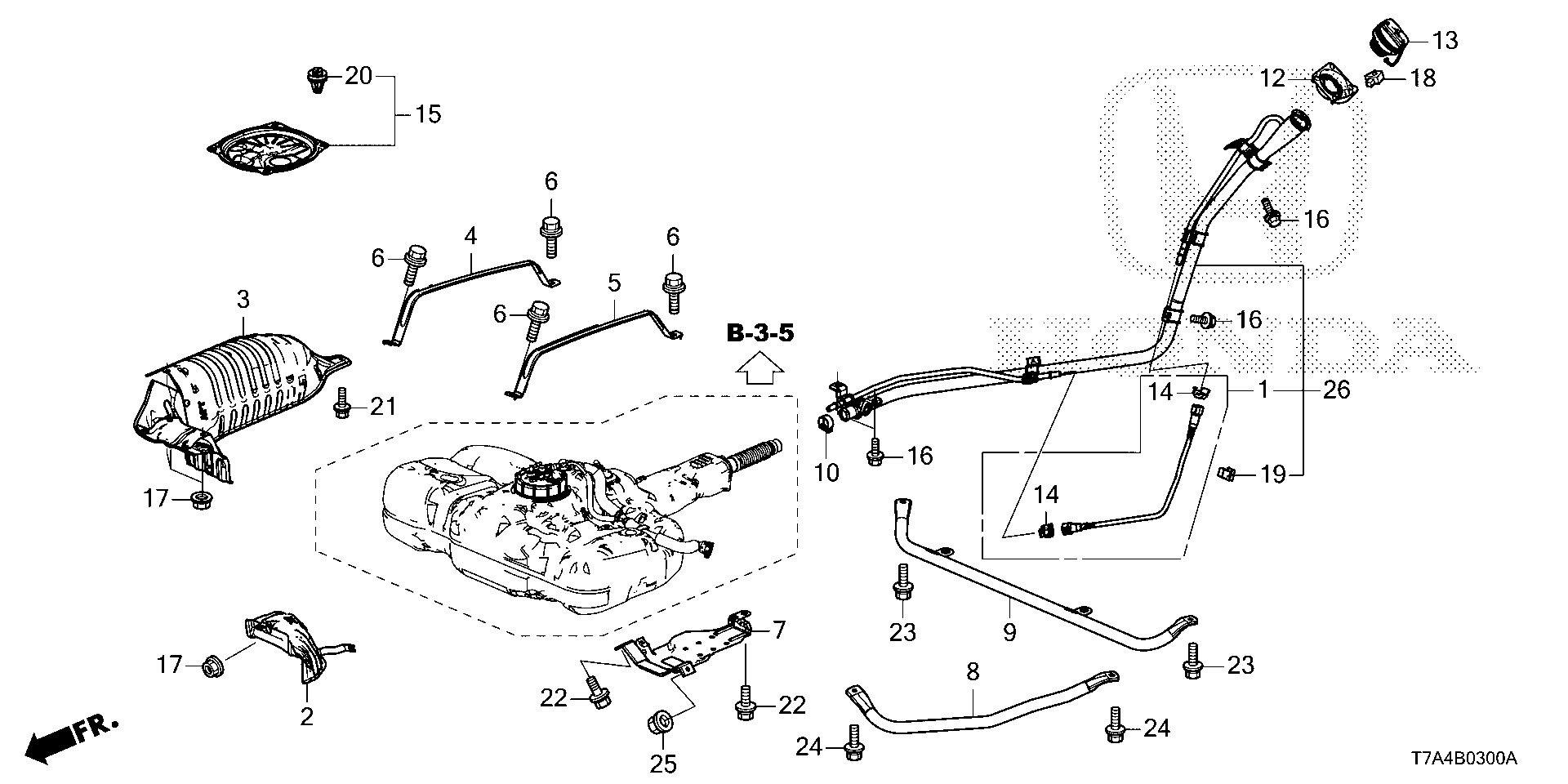 Diagram FUEL FILLER PIPE (2WD) (KA/KC) for your Honda HR-V  