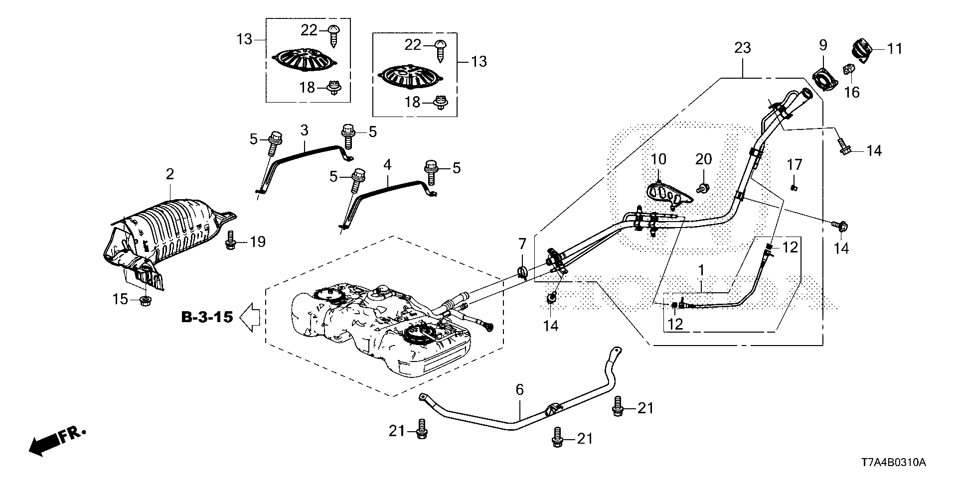 Diagram FUEL FILLER PIPE (4WD) for your Honda HR-V  