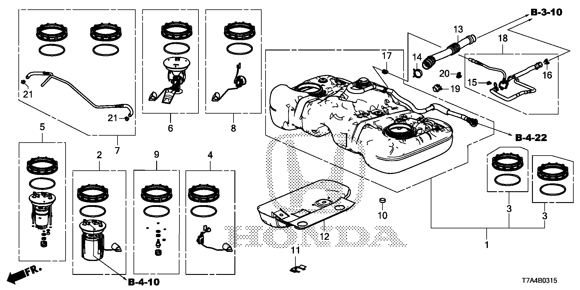 Diagram FUEL TANK (4WD) for your 1982 Honda Civic Hatchback   