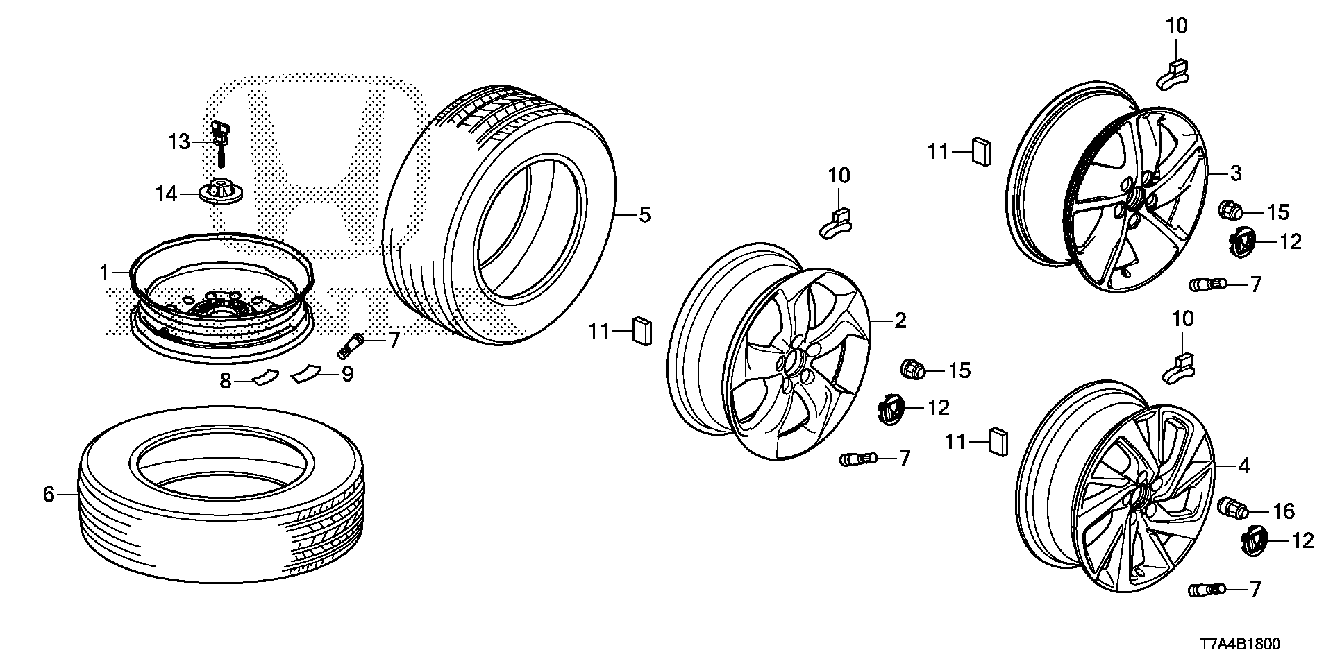 Diagram TIRE@WHEEL DISK for your 2023 Honda HR-V   