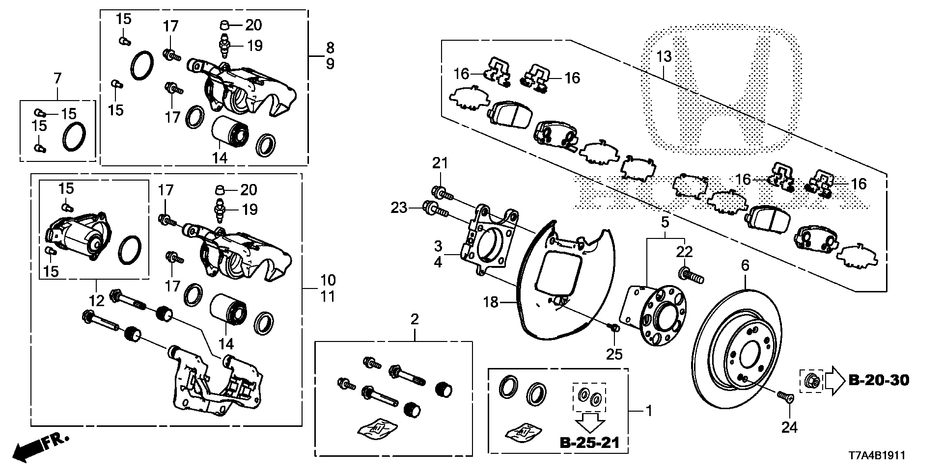 Diagram REAR BRAKE (4WD) for your Honda HR-V  