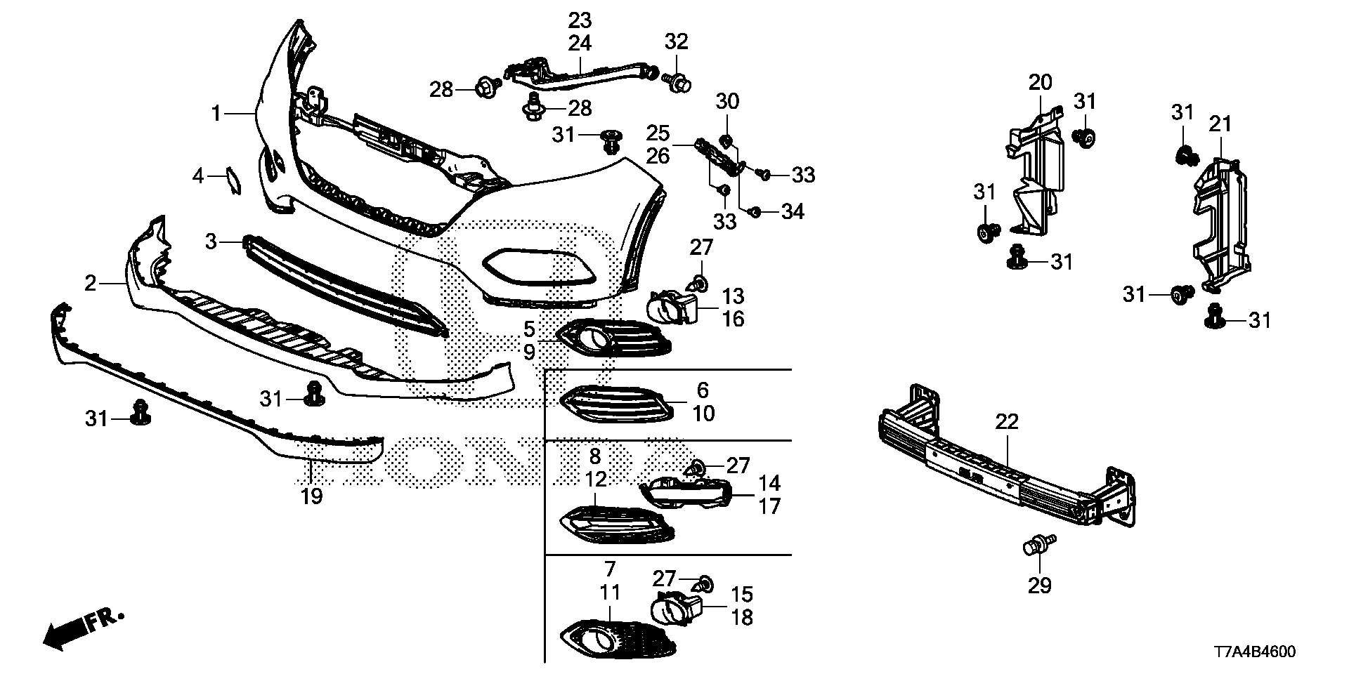 Diagram FRONT BUMPER for your 2024 Honda Odyssey   