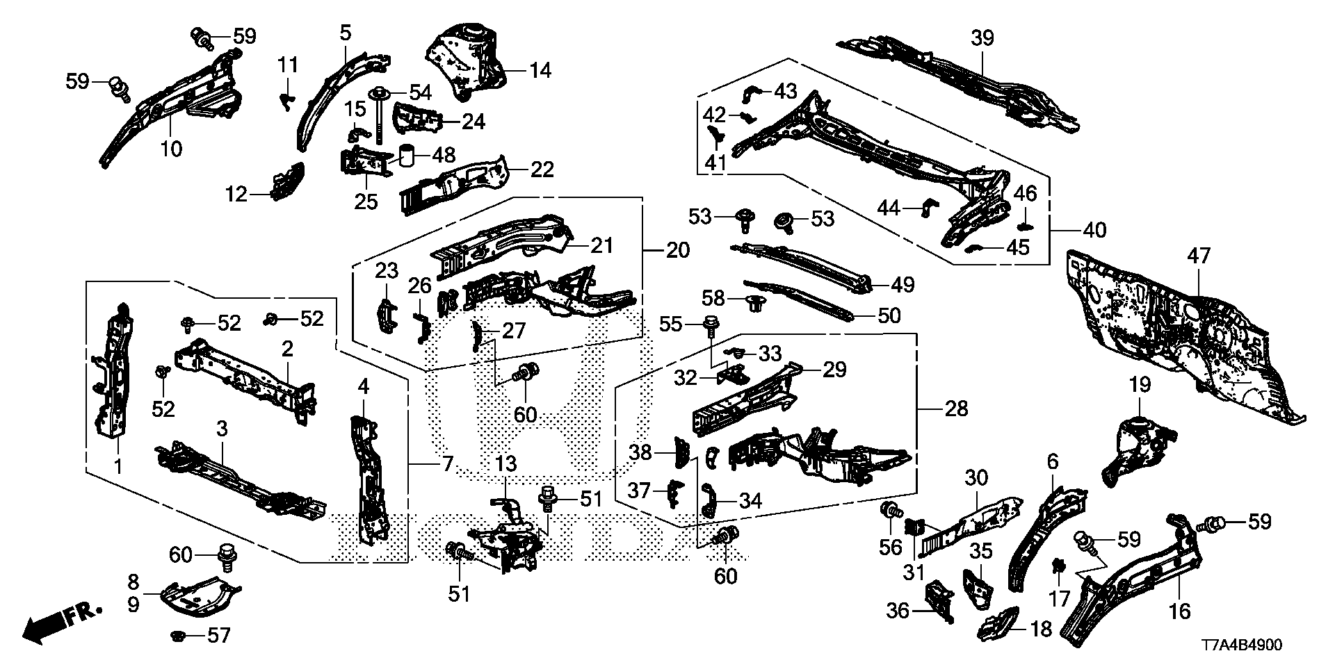 Diagram FRONT BULKHEAD@DASHBOARD for your 2023 Honda Ridgeline   