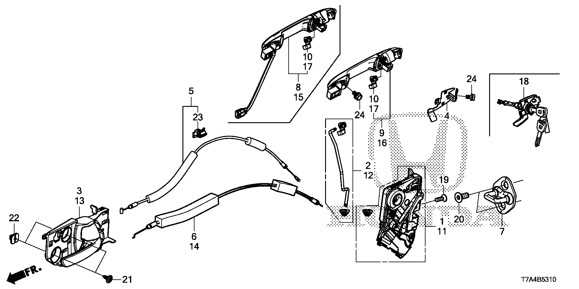 Diagram FRONT DOOR LOCKS@OUTER HANDLE for your 2003 Honda Pilot   