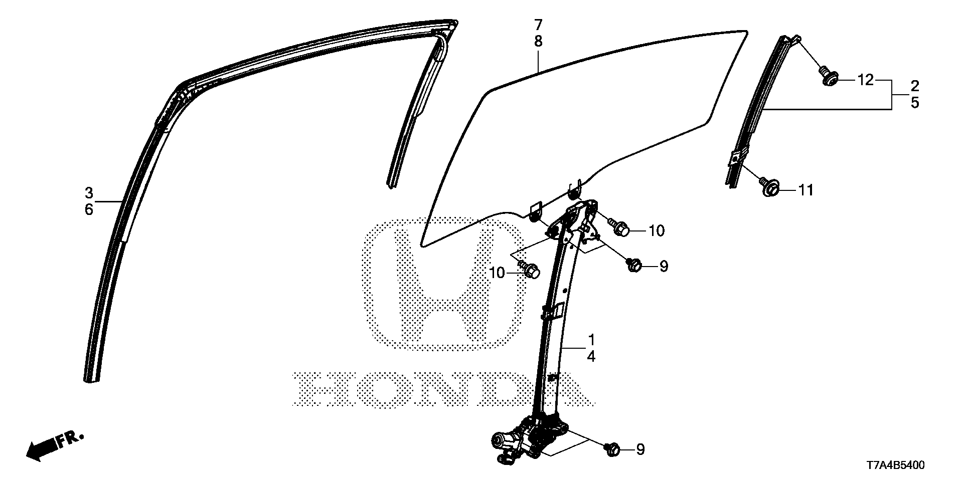Full size assembly image of REAR DOOR GLASS@REGULATOR (1/1)