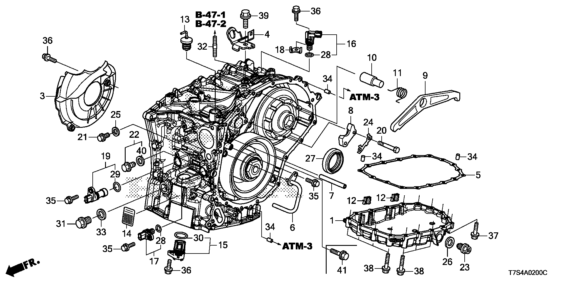 Diagram TRANSMISSION CASE COMPONENTS for your 2002 Honda Accord Coupe   