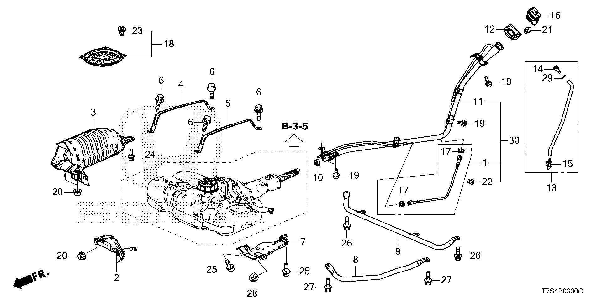 Diagram FUEL FILLER PIPE (2WD) (KA/KC) for your Honda HR-V  