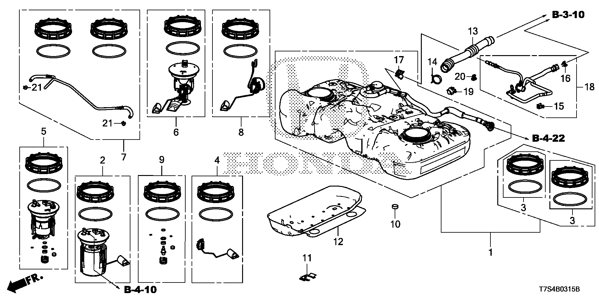 Diagram FUEL TANK (4WD) for your 1982 Honda Civic Hatchback   