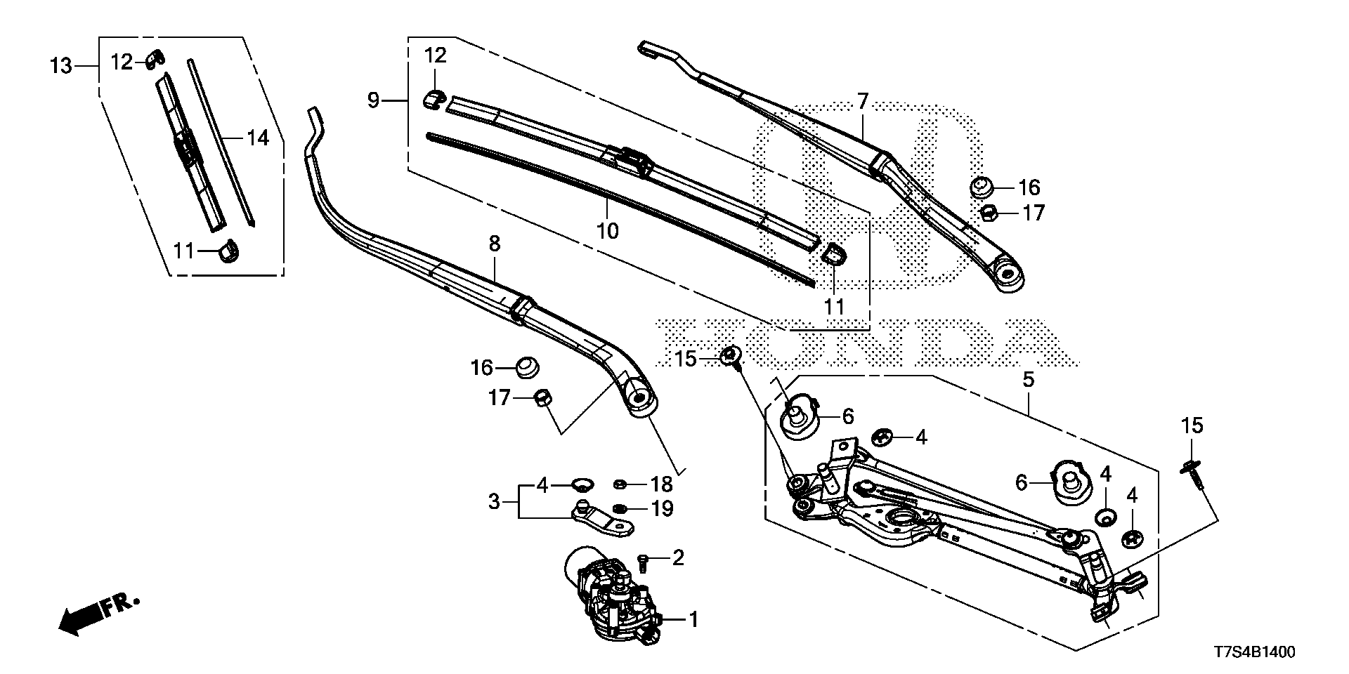 Diagram FRONT WINDSHIELD WIPER for your Honda