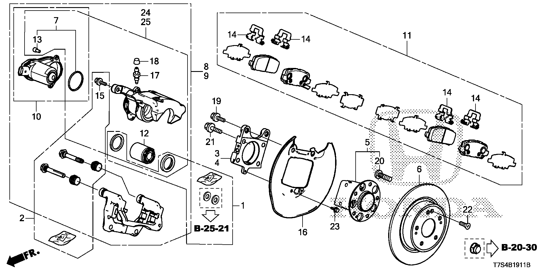 Diagram REAR BRAKE (4WD) for your Honda HR-V  