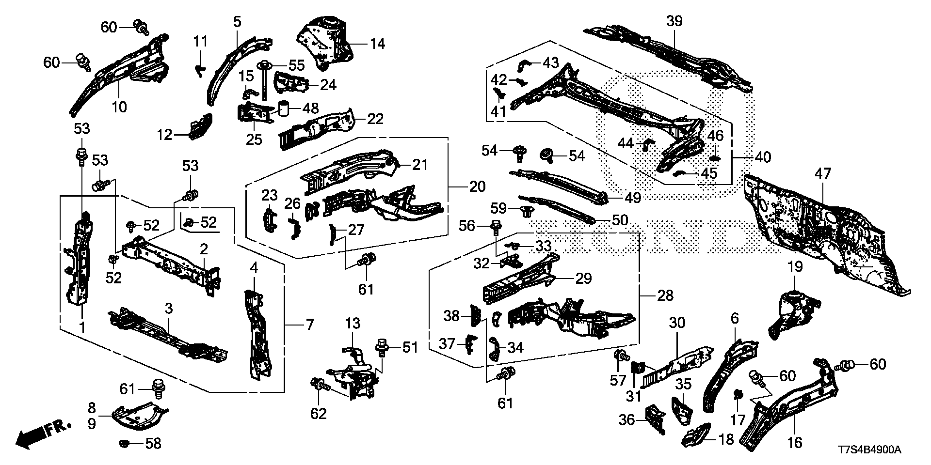 Diagram FRONT BULKHEAD@DASHBOARD for your 2023 Honda Ridgeline   