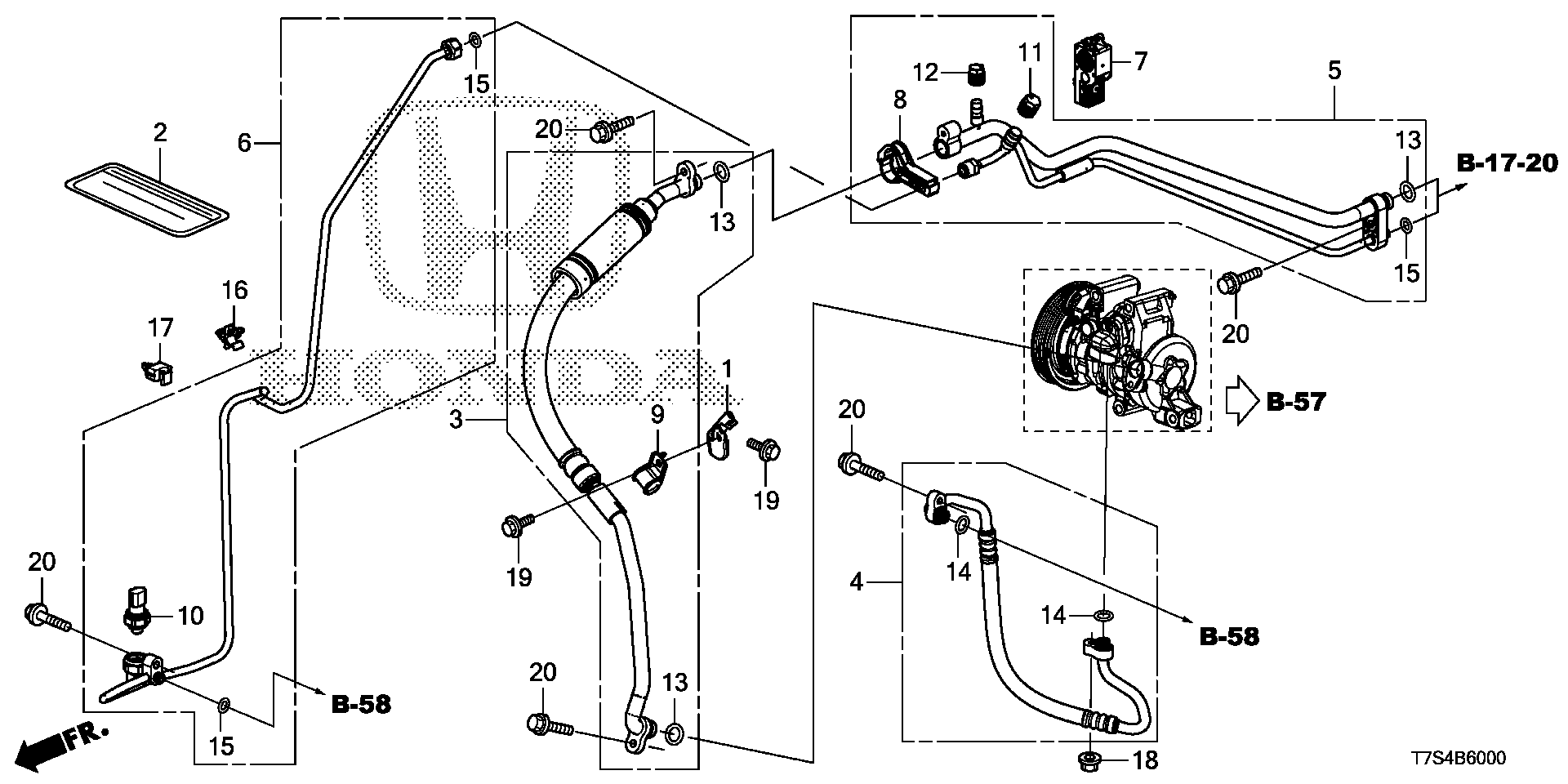 Diagram AIR CONDITIONER (HOSES/PIPES) (1) for your 2017 Honda HR-V   