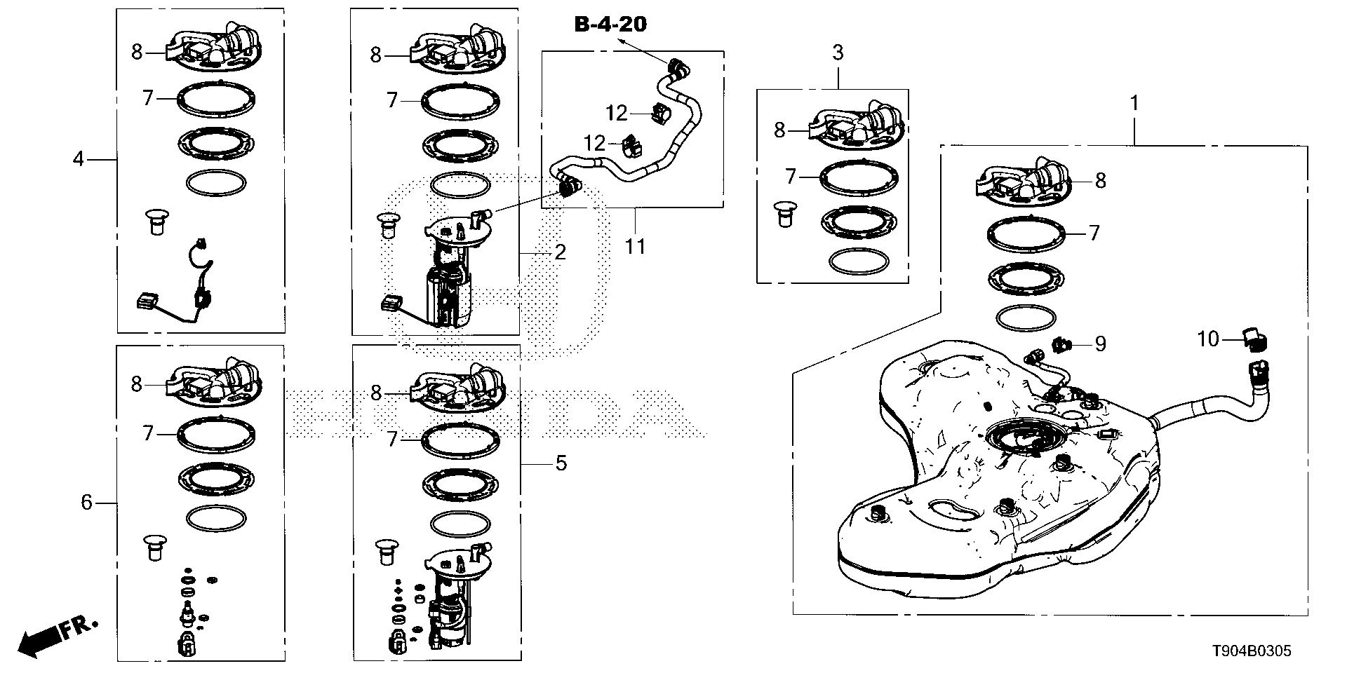 Diagram FUEL TANK (KA/KC) for your Honda Pilot  