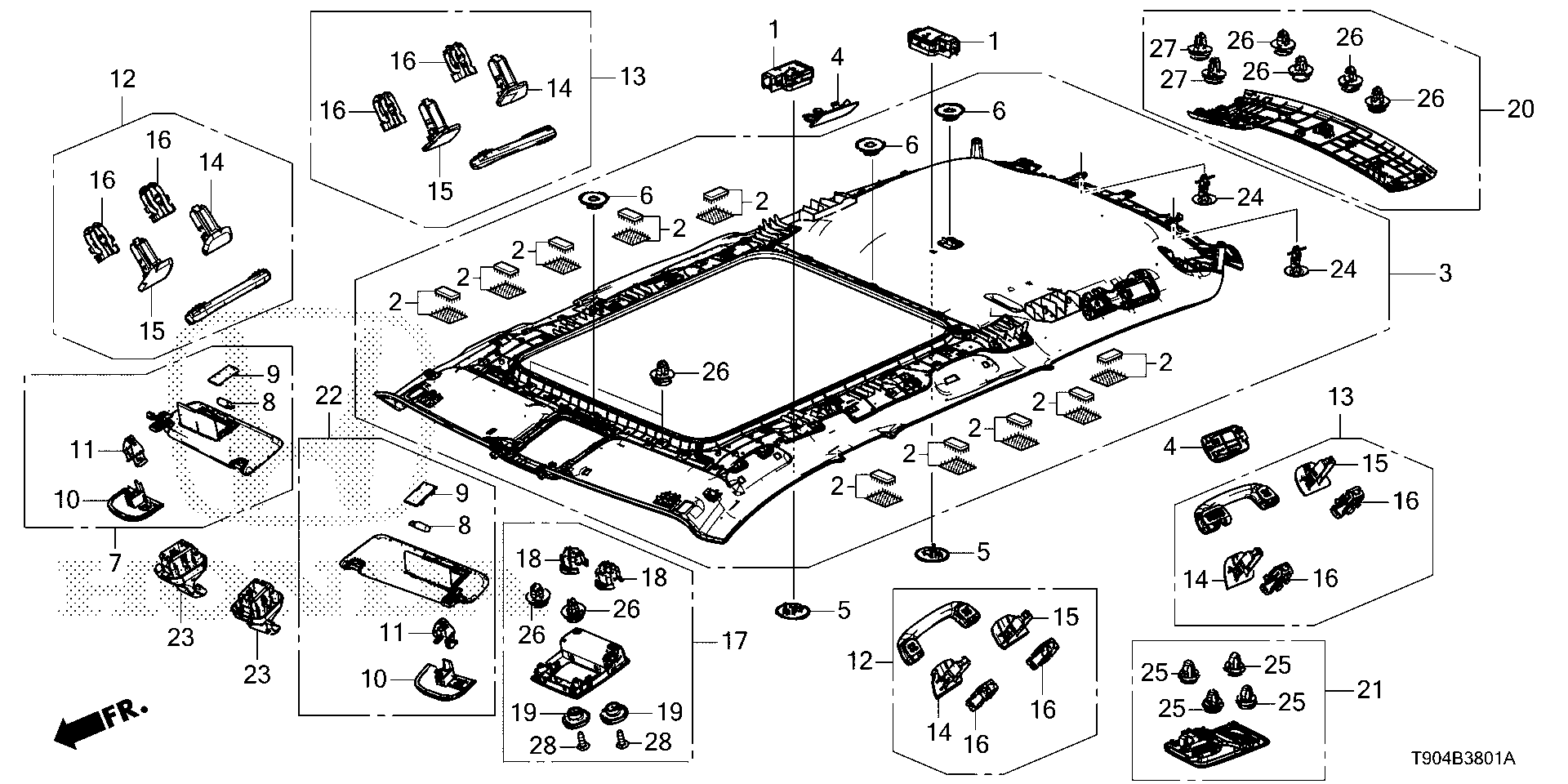 Full size assembly image of ROOF LINING (PANORAMA ROOF) (1/1)
