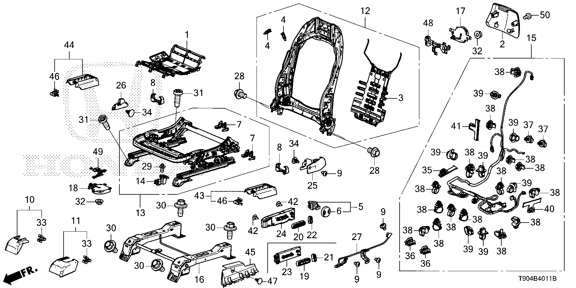Full size assembly image of FRONT SEAT COMPONENTS (L.) (POWER SEAT) (1/1)