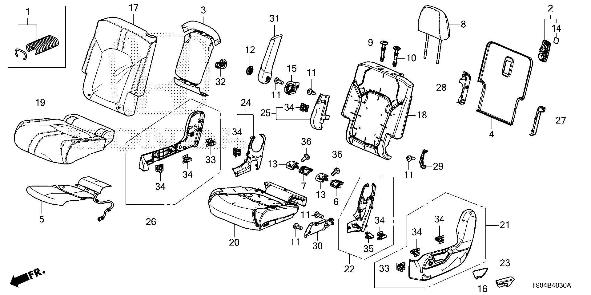 Diagram MIDDLE SEAT (L.) for your 2021 Honda HR-V   