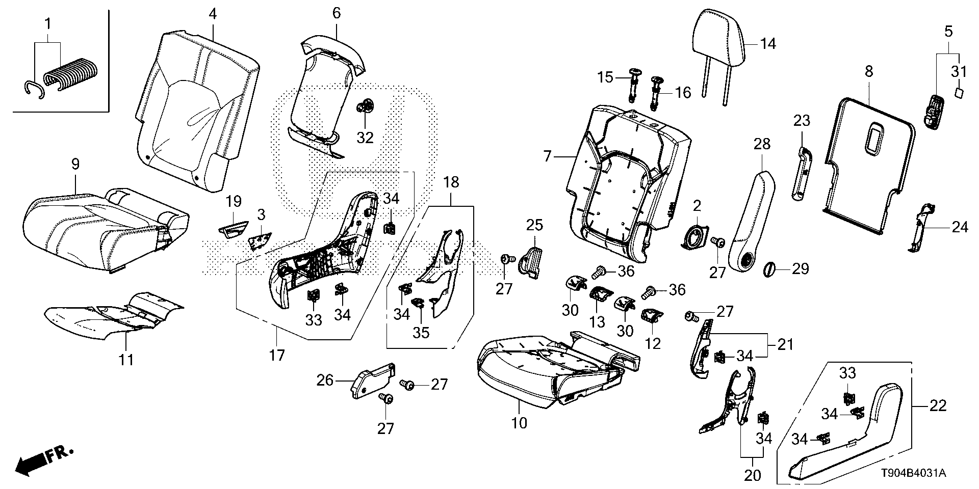 Diagram MIDDLE SEAT (R.) for your 2021 Honda HR-V   