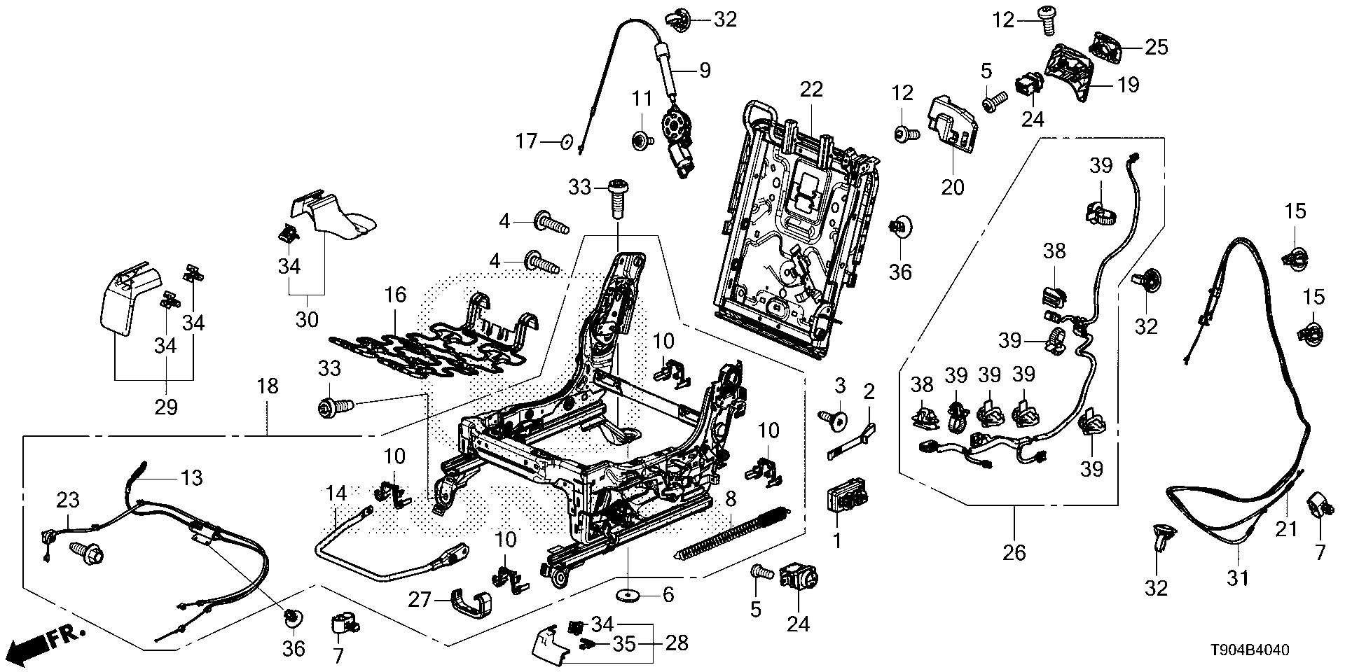 Diagram MIDDLE SEAT COMPONENTS (L.) for your 2021 Honda HR-V   