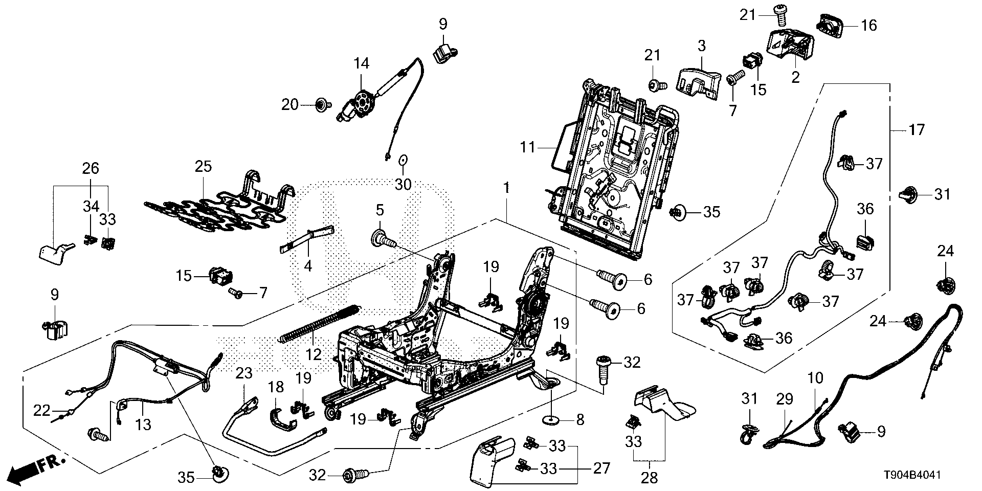 Diagram MIDDLE SEAT COMPONENTS (R.) for your 2021 Honda HR-V   