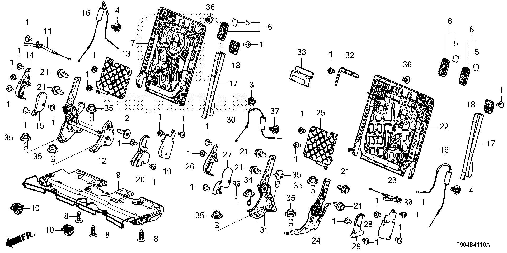 Diagram REAR SEAT COMPONENTS for your 2021 Honda HR-V   