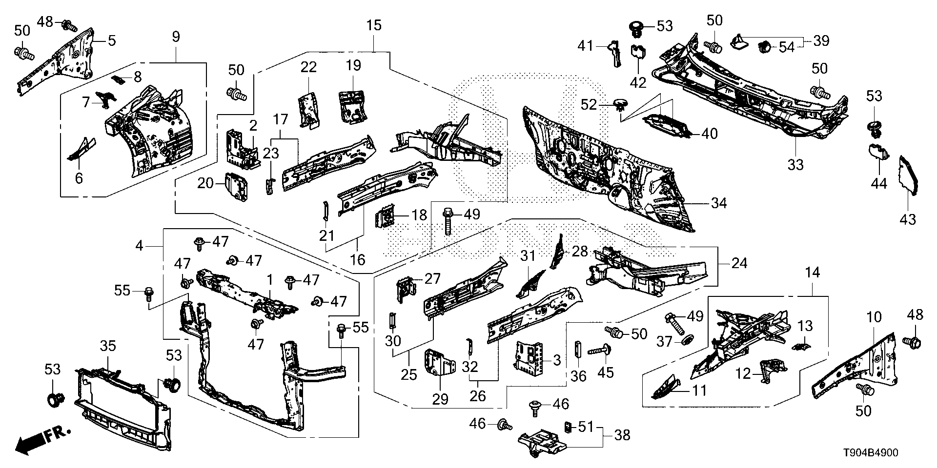 Full size assembly image of FRONT BULKHEAD@DASHBOARD (1/1)