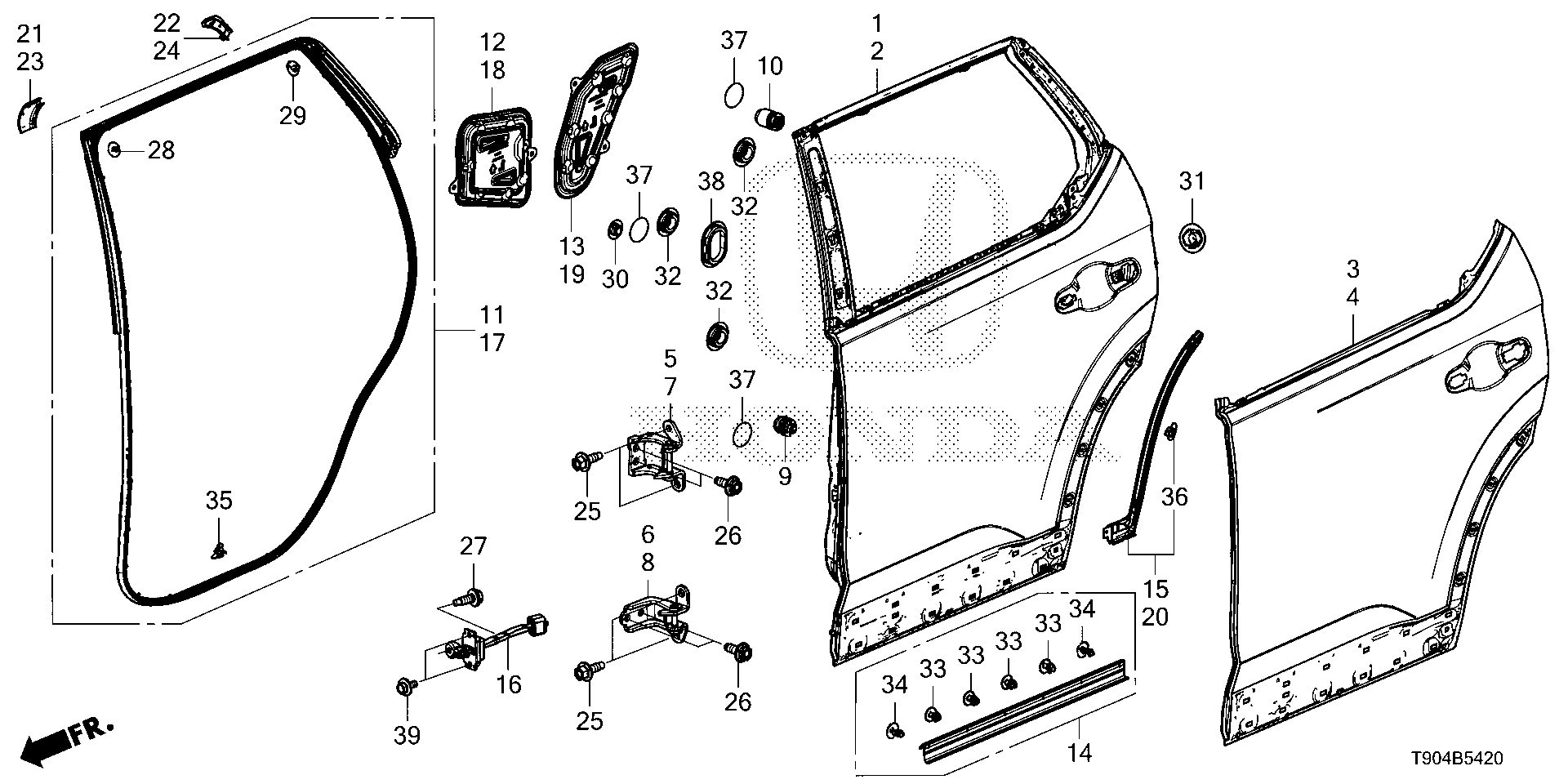 Honda Pilot Skin, r. Rr. Door. Body, panels, rear - 67611-T90-A00ZZ ...