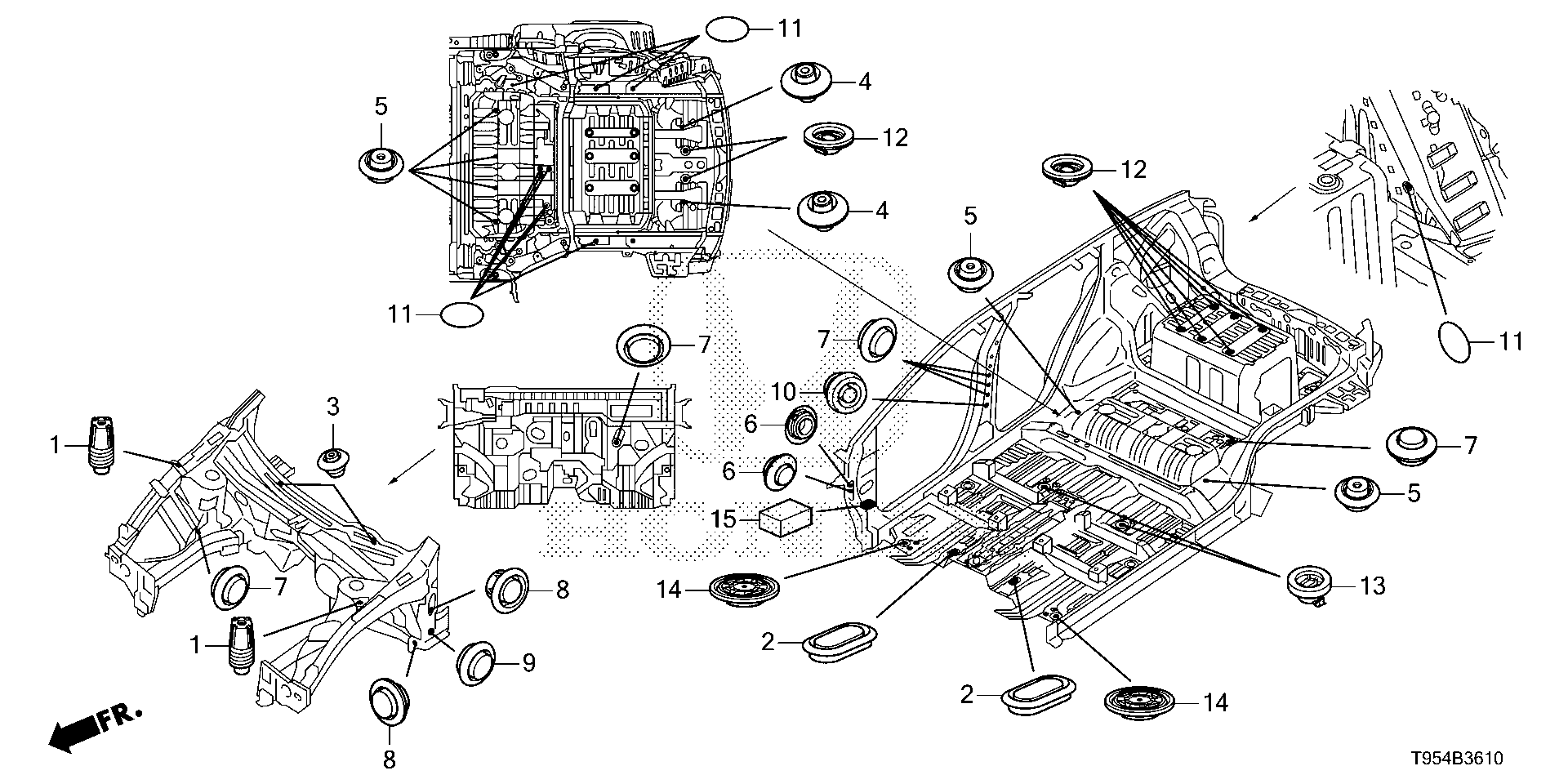 Diagram GROMMET (FR.) for your 1998 Honda Civic Hatchback   