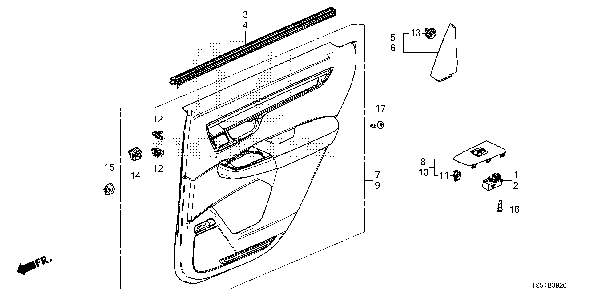 Diagram REAR DOOR LINING for your 2022 Honda CR-V   