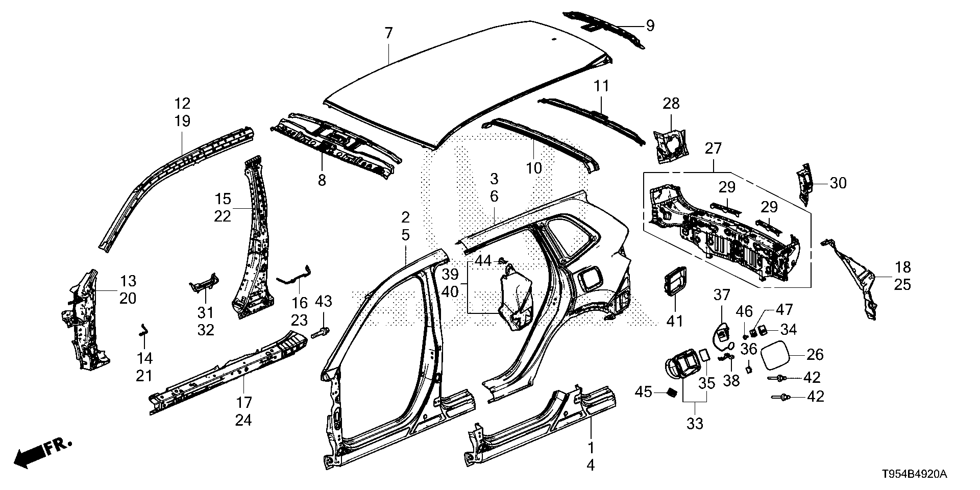 Diagram OUTER PANEL@ROOF PANEL for your Honda CR-V  