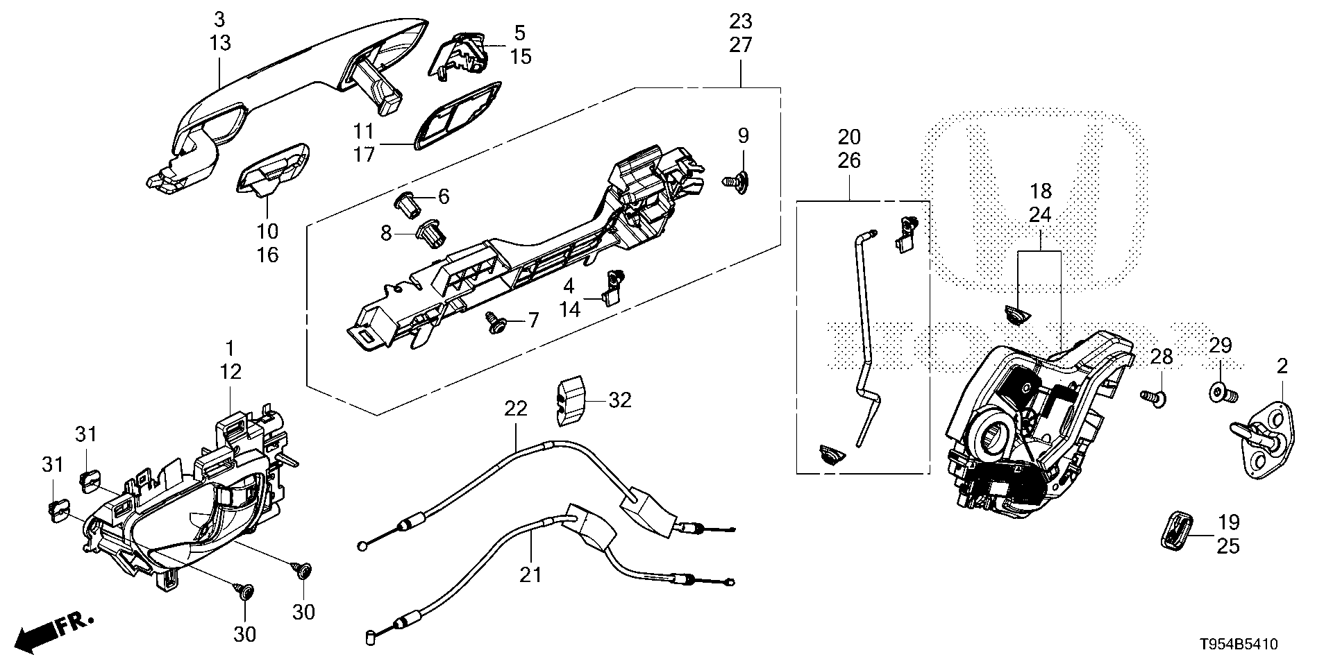 Diagram REAR DOOR LOCKS@OUTER HANDLE for your Honda CR-V  