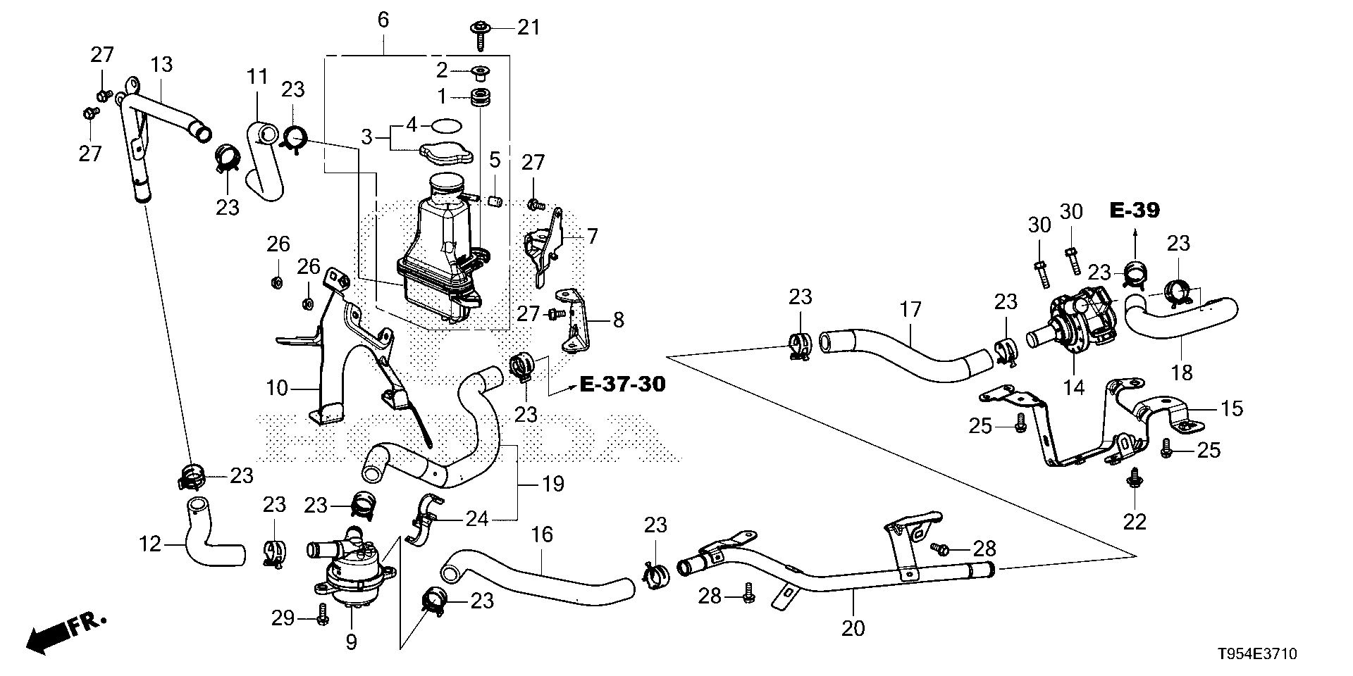 Diagram ELECTRIC WATER PUMP (CHILLER SIDE) for your 1990 Honda Accord Coupe 2.2L AT LX 