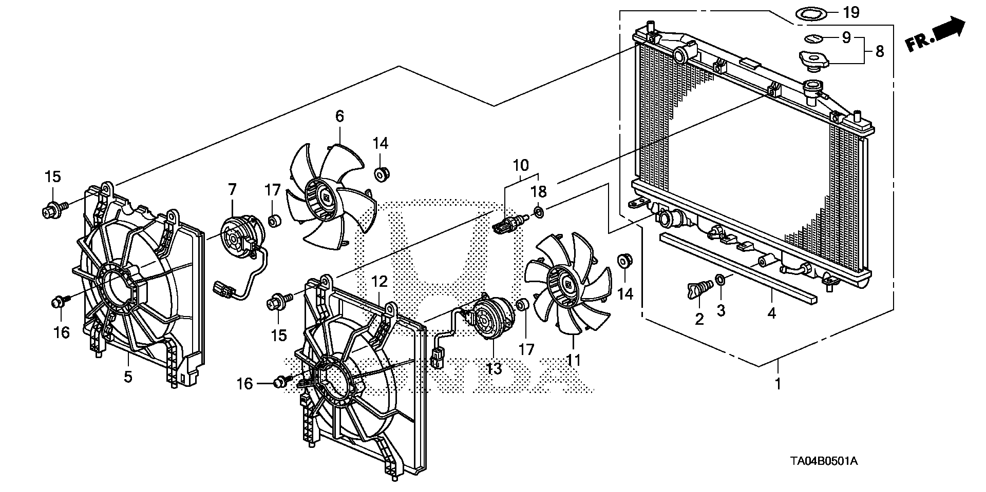 Diagram RADIATOR (TOYO) (L4) for your 2010 Honda Accord   