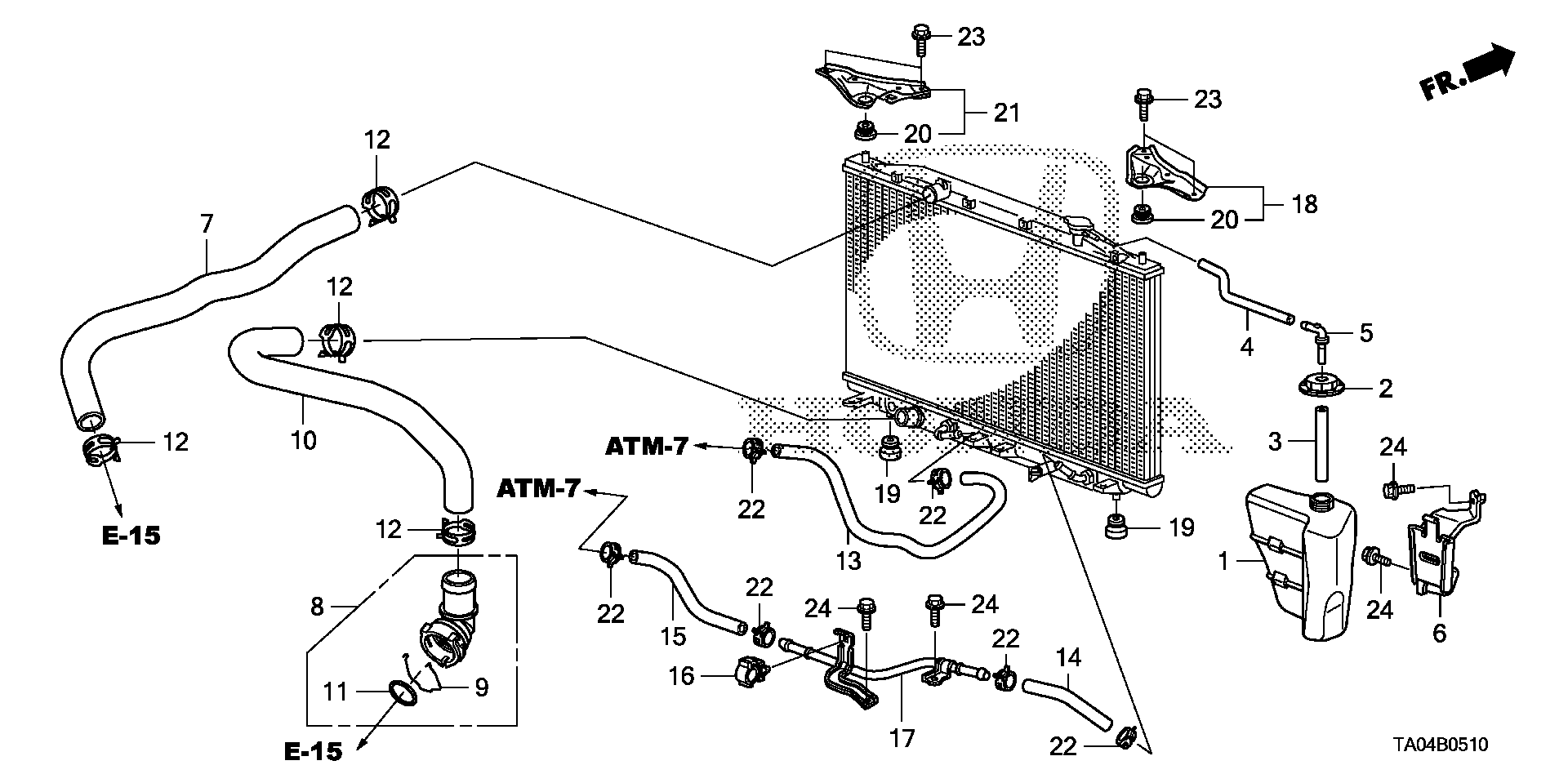 Diagram RADIATOR HOSE@RESERVE TANK (L4) for your 1982 Honda Accord   