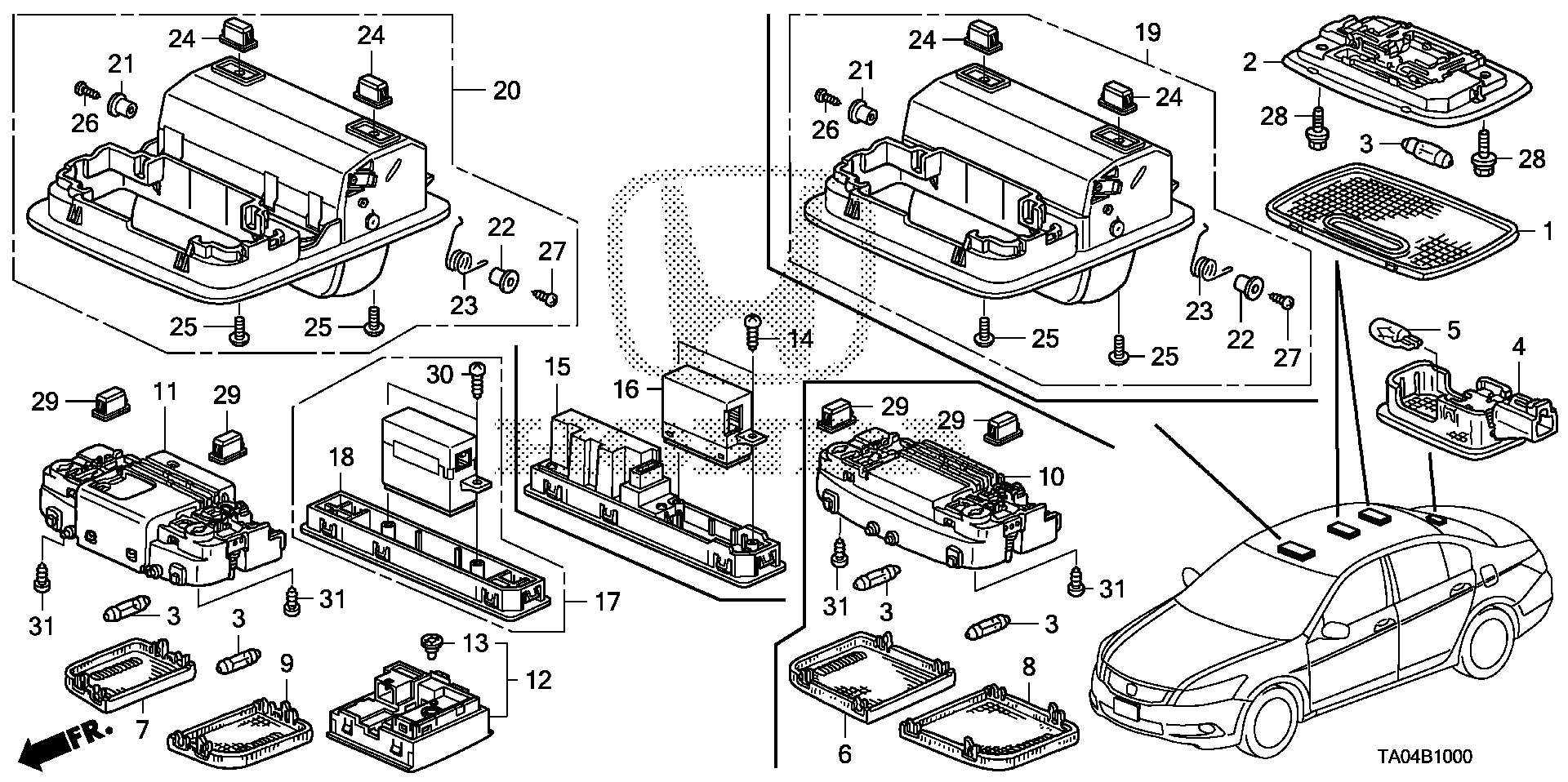 Diagram INTERIOR LIGHT for your 2023 Honda Passport   