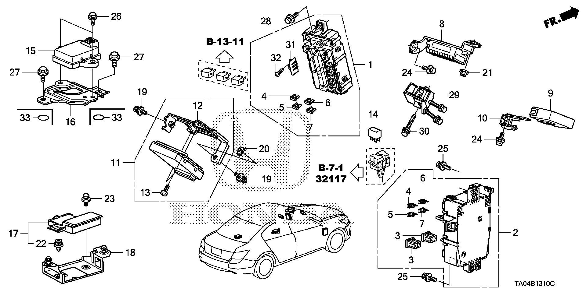 Diagram CONTROL UNIT (CABIN) (1) for your Honda Accord  