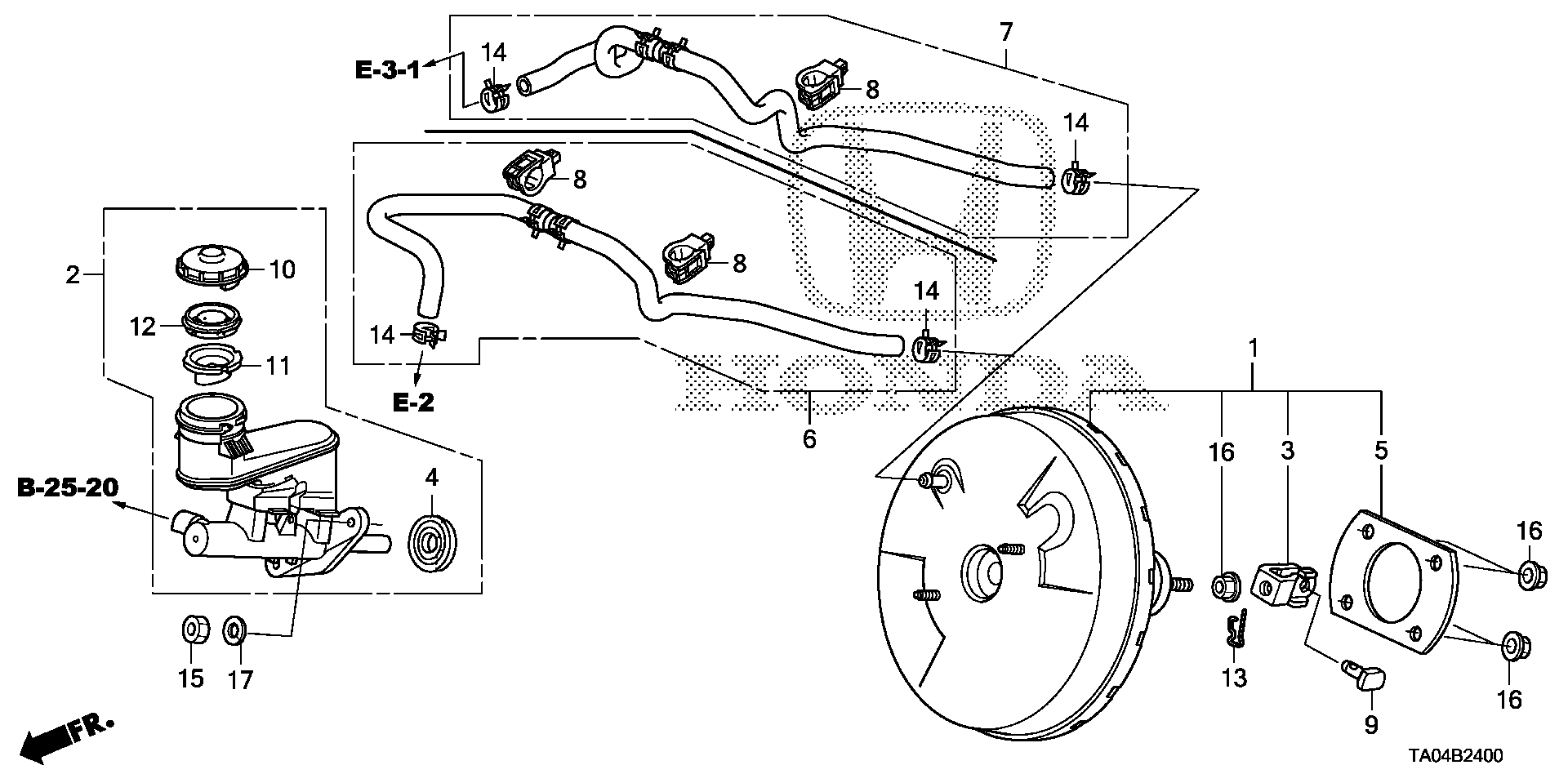 Diagram BRAKE MASTER CYLINDER @MASTER POWER (KA/KL/KC) for your 2008 Honda Accord   