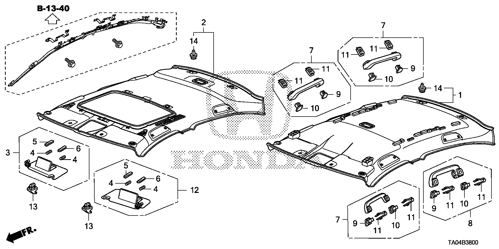 Diagram ROOF LINING for your Honda Element  