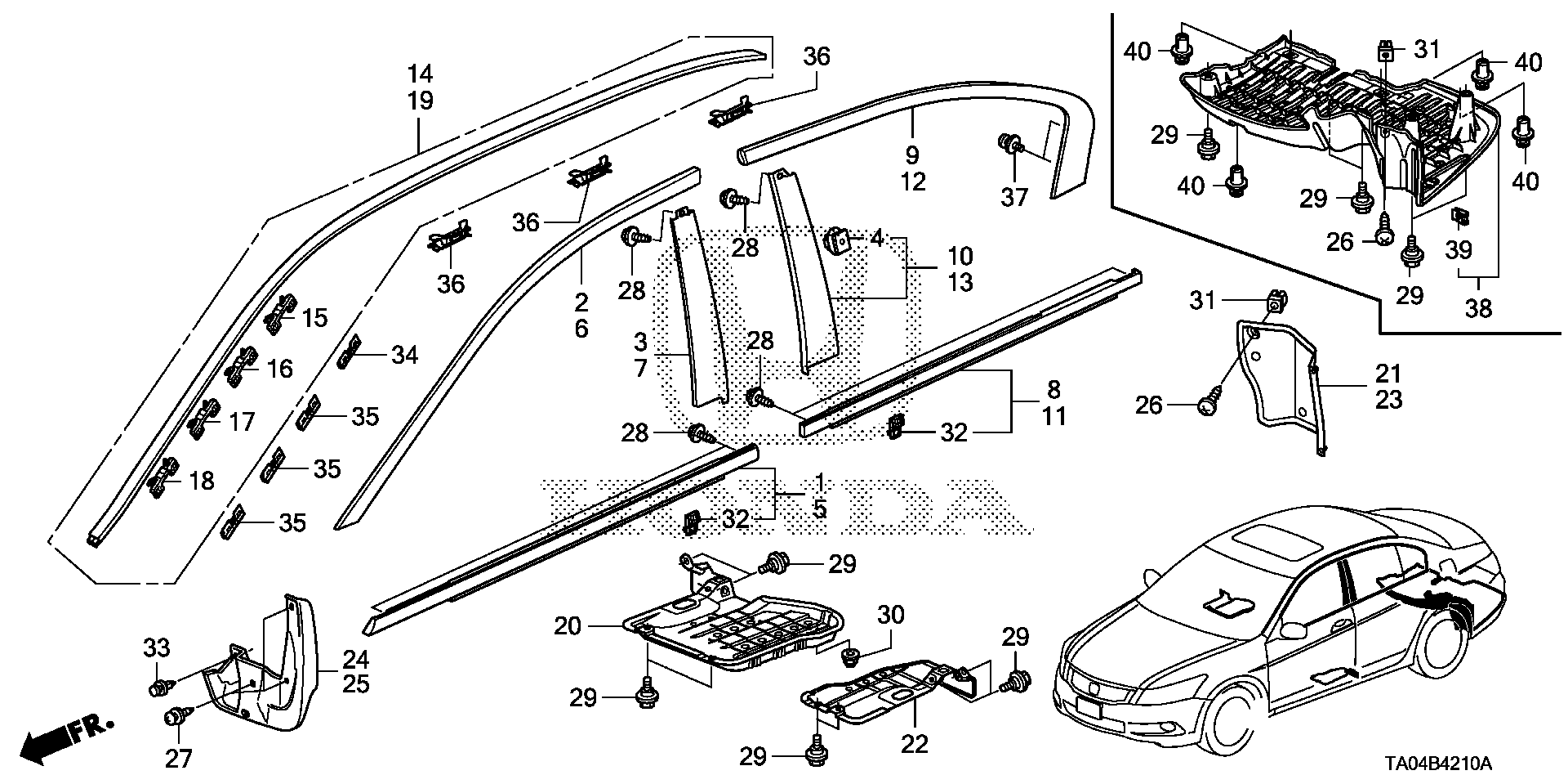 Diagram MOLDING for your 2016 Honda Civic   