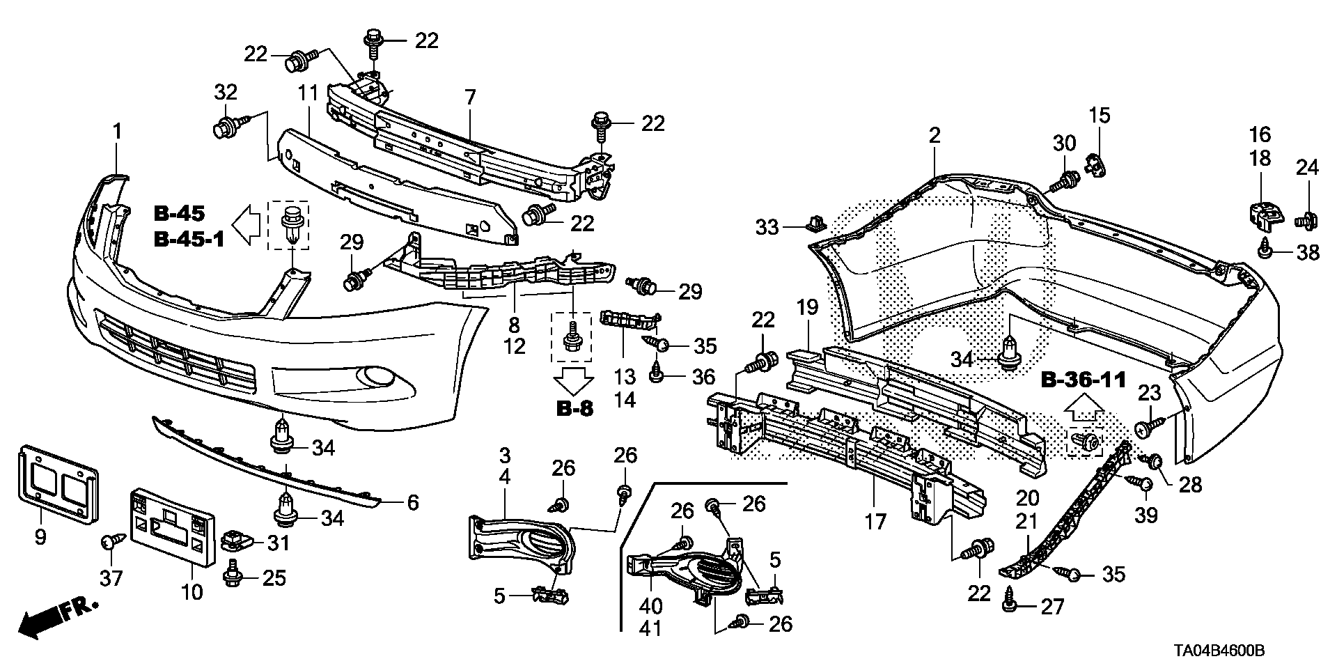 Diagram BUMPERS for your 2018 Honda Odyssey 3.5L i-VTEC V6 AT ELITE  