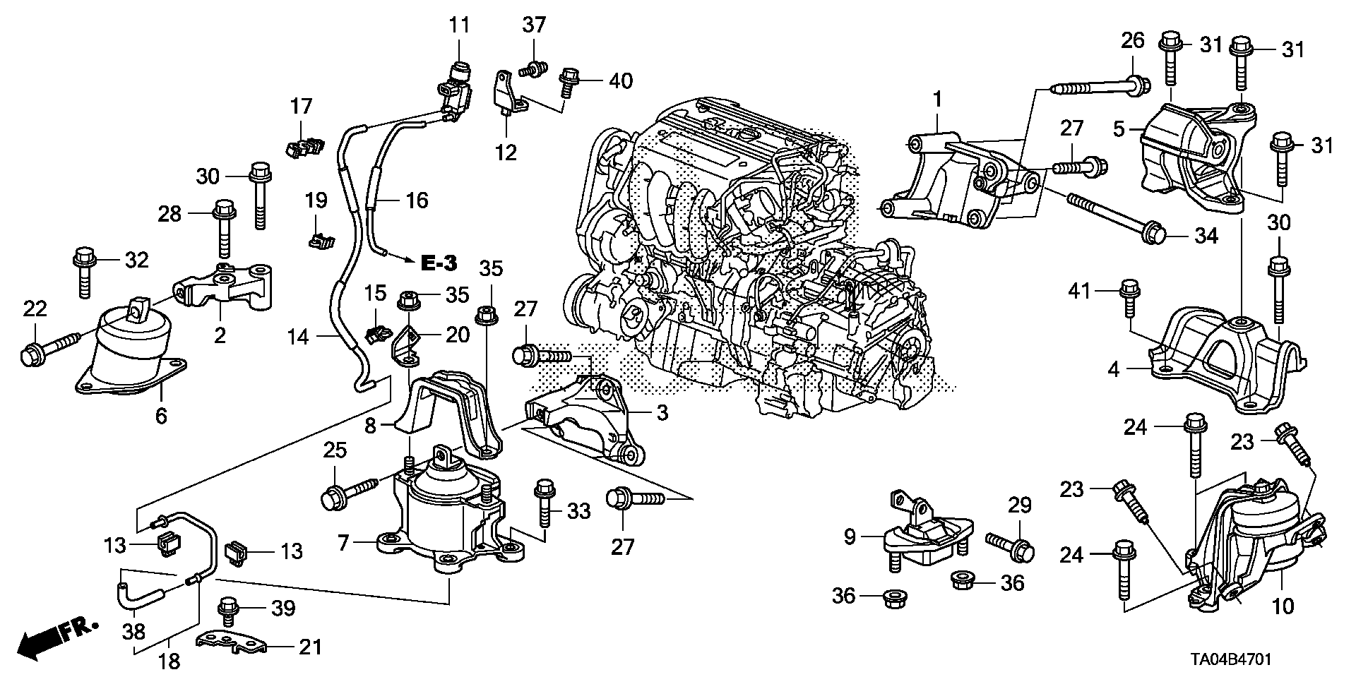 Diagram ENGINE MOUNTS (L4) (AT) for your 1990 Honda Accord Coupe 2.2L MT LX 