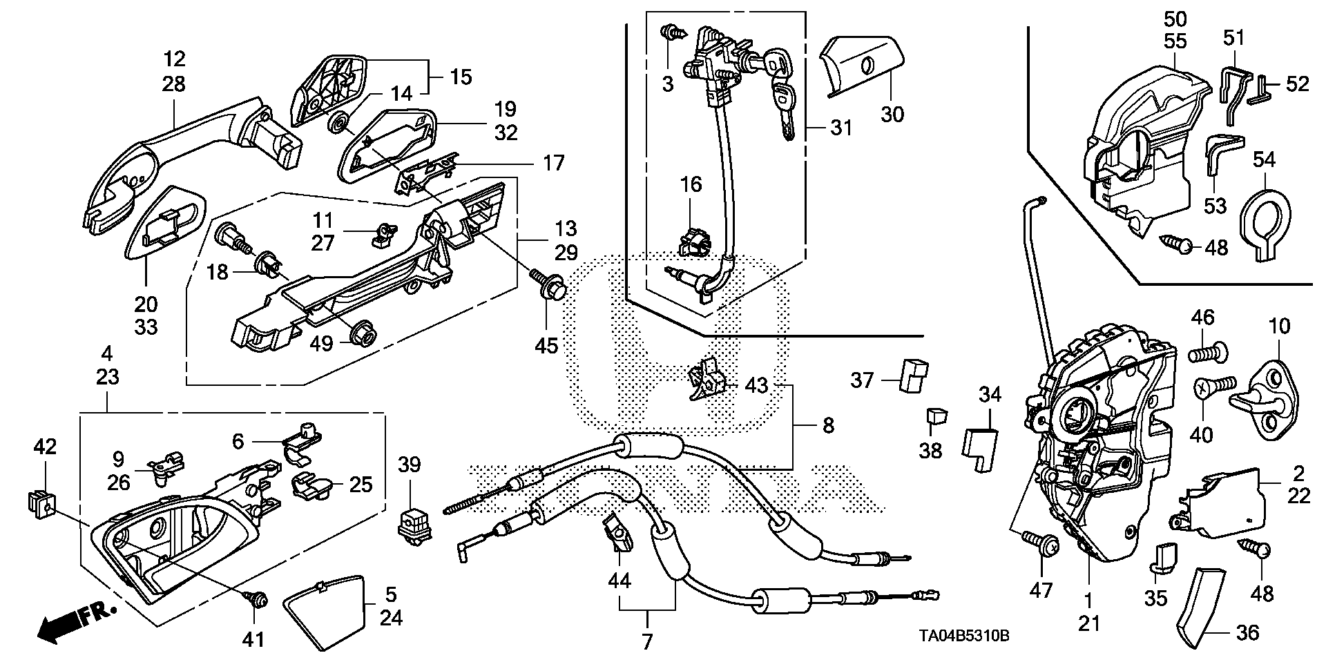 Diagram FRONT DOOR LOCKS@OUTER HANDLE for your 2012 Honda Pilot   