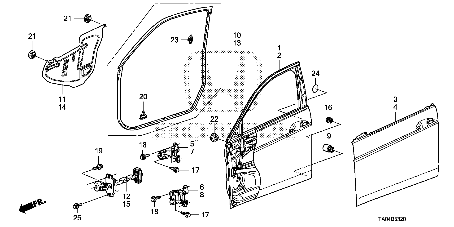 Diagram FRONT DOOR PANELS for your Honda Accord  