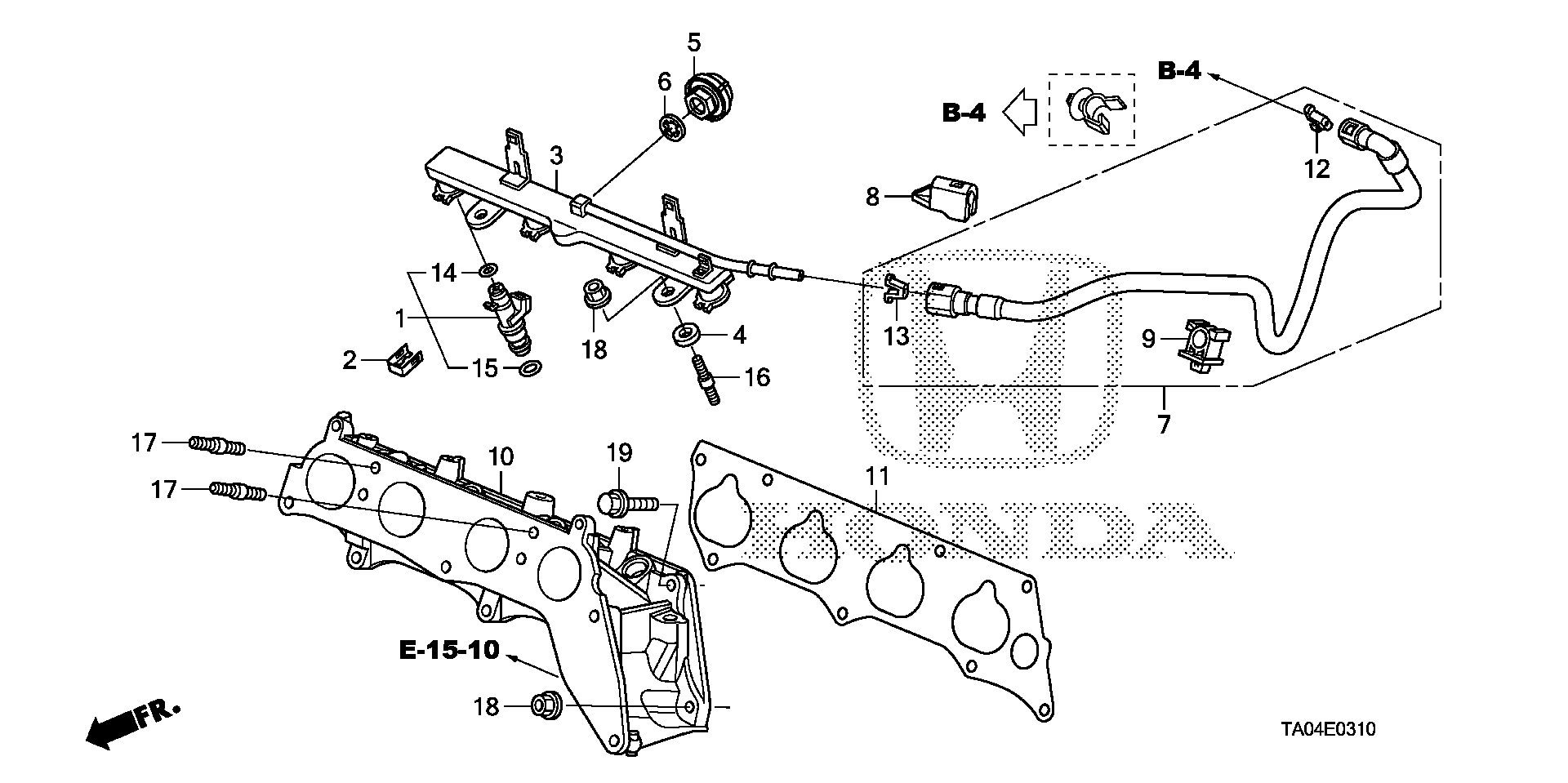 Diagram FUEL INJECTOR (L4) for your 2008 Honda Accord   