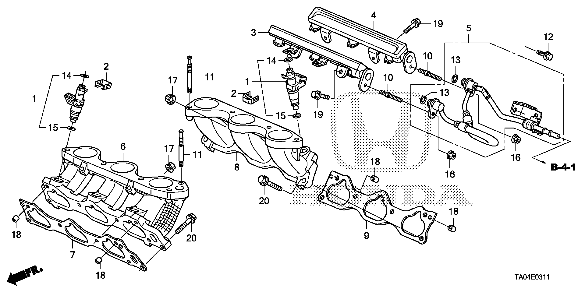 Diagram FUEL INJECTOR (V6) for your 2008 Honda Accord   